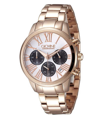 Reloj de cuarzo con cronógrafo de oro rosa de 38 mm Giovine para dama - OGI005/C/MB/RG/BN - Imagen 2 de 3