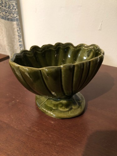 Vintage Midcentury Design USA Biskuit kleiner grüner Podest Pflanzgefäß - Bild 4 von 8