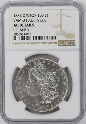 1882 O/S VAM 3 Morgan Dollar NGC AU Details Cleaned