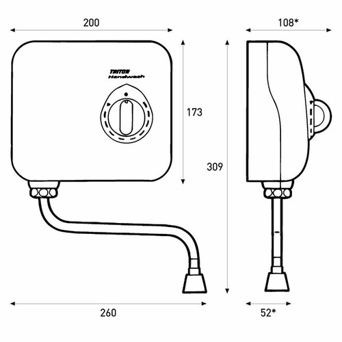 Elektrische Handwascheinheit über Spüle Instant Warmwasser Steuerung Heizung - Triton T30I - Bild 10 von 12