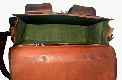 Vintage Large Brown genuine leather messenger men briefcase laptop shoulder bag - Picture 5 of 5
