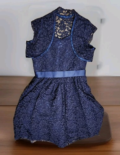 Chasing Fireflies Girl's Navy Lace Bow Back Dress Size 10 NWOT Wedding Vacation  - Picture 2 of 11