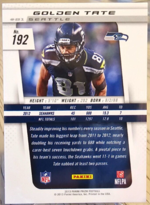 小物 TATE 2013 Panini Prizm Golden Tate #192 Seattle Seahawks | eBay