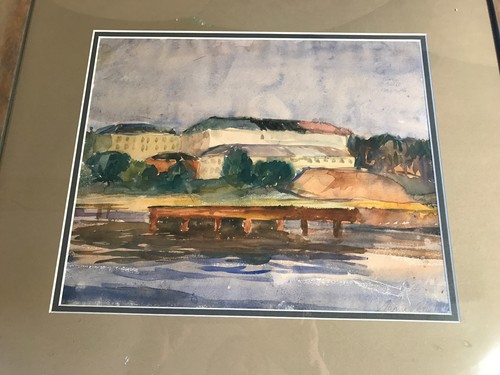 Vintage 1940's "River And Landscape Scene" Watercolor Painting -Signed/Framed - Picture 6 of 12