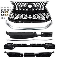 For 2016-2021 Lexus LX570 Upper Grille Front Rear Bumper Lip Spoilers Set Black