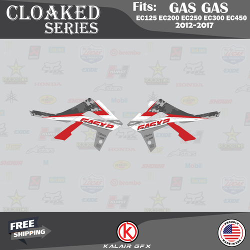 Graphics Kit for GasGas EC125 EC200 250 EC300 EC450 12-17 Cloaked - Red - Picture 2 of 6