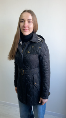 ✅ BURBERRY BRIT ロング ダウンコート XS チェック バーバリー Women's BURBERRY BRIT Quilted Long Jacket Hooded Nova Check Lined