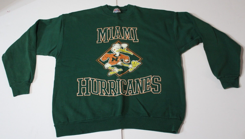 XL 90S VECCHIA FELPA VINTAGE MIAMI HURRICANES MADE USA THE U MIAMI FOOTBALL - Foto 6 di 23