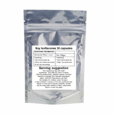 Soy Isoflavones 150mg x 30 VEGGIE Capsules ships fast 40% soy ...