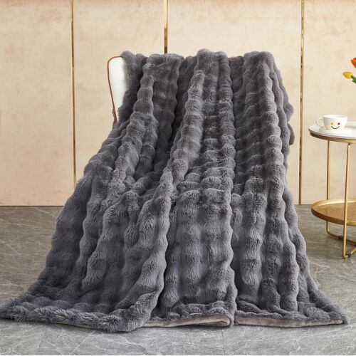 Luxury Plush Throw Blanket Super Soft Cozy Fuzzy Blanket Faux Fur Bed Blanket - Picture 42 of 76