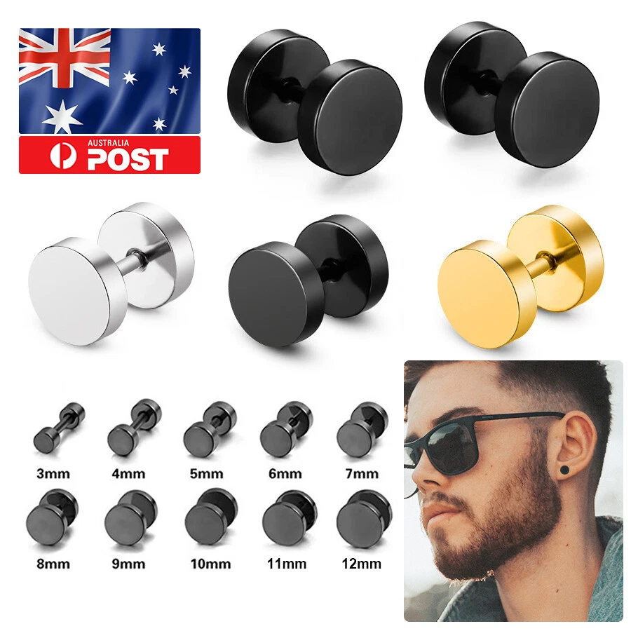 Black dumbbell earrings outlet