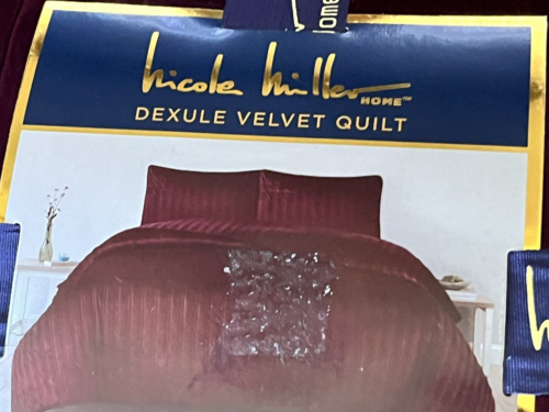 NEW NICOLE MILLER VELVET FULL/QUEEN QUILT CRANBERRY COVERLET - Picture 4 of 9