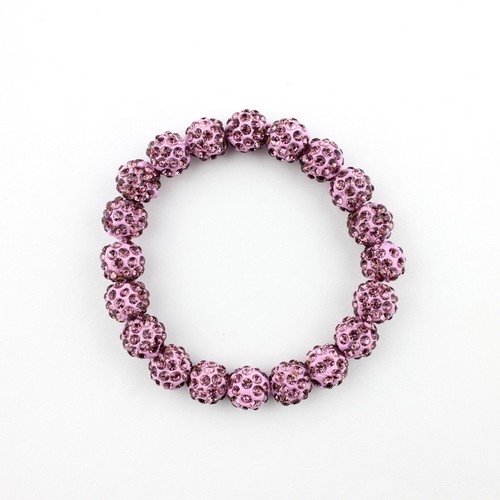 10mm Crystal Pave Disco Ball Shamballa Beads Stretch Bracelets for Women Jewelry - Picture 26 of 30