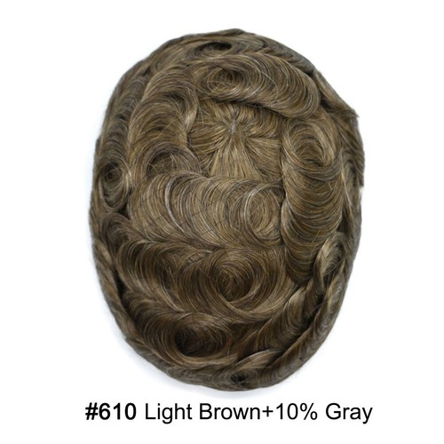 Mens Toupee Hairpiece Fine Mono Poly Human Hair Replacement System Wigs for Men - Picture 70 of 81