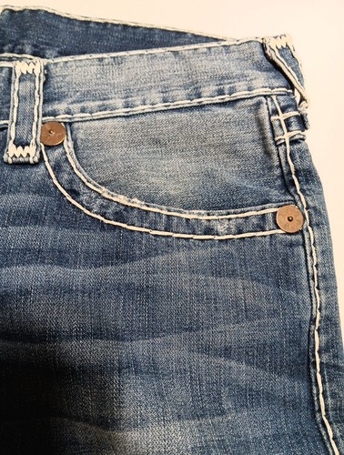 True Religion Jeans Mens 34x34 Ricky Super T Made In USA Distressed Flap Pocket - Picture 5 of 23