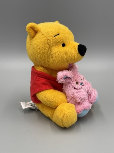 Vintage Fisher Price Disney Winnie the Pooh Plush Holding Pink Bunny 6” 2004 - Picture 2 of 7