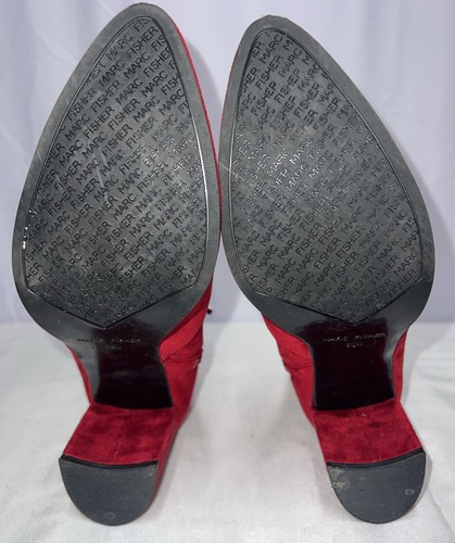 Marc Fisher Red Suede Like Ankle Boots Booties MFLUKIE Size 8.5M NWOB - Picture 5 of 7