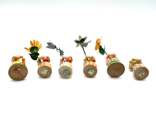 6 Blumenkinder Sammelfiguren Holzfiguren Blumen Figuren Erzgebirgisch Volkskunst - Bild 2 von 15