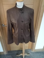Womens Anne Klein New York Brown Leather Jacket Size 12