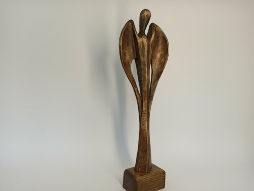 Angel sculpture 8.5", Wood carving, Angel statuette of wood, Wooden angel - Picture 3 of 12