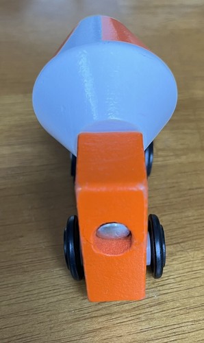 Melissa And Doug Construction Wooden Orange & White Cement Truck Toy - Picture 5 of 6