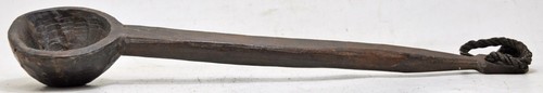 Antique Wooden Long Serving Spoon Original Old Hand Carved - Picture 4 of 8