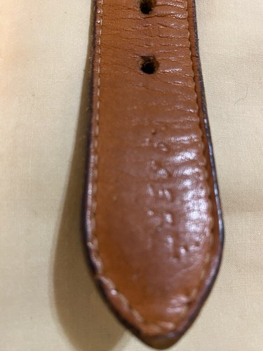 Vintage Leder und Canvas Herren Gürtel rot Messingschnalle Gr. 44 viele Gebrauchsspuren übrig - Bild 8 von 8