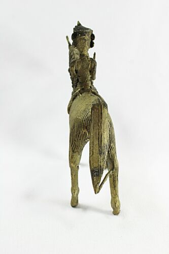 Antica figura in ottone DHOKRA cavallo e guerriero cera perduta SPEDIZIONE GRATUITA USA! - Foto 11 di 12