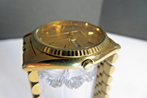 VINTAGE Seiko® SQ Herrenuhr *VIDEO* Datum goldfarbenes Armband Stil 5Y23-8A60 A4 - Bild 10 von 19