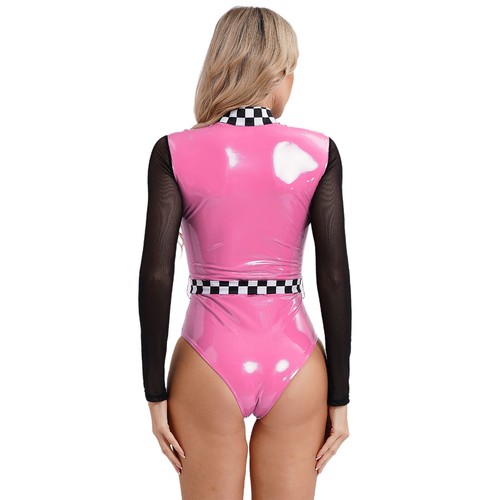 Frauen Trikot Langarm Jumpsuit Netz Bodysuit Cosplay Leistung Fahrer Kostüm DE - Bild 43 von 54