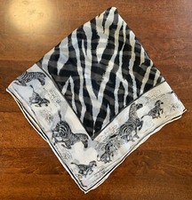VTG Burmel Running Zebra Print Square Scarf Sheer 22  Animal