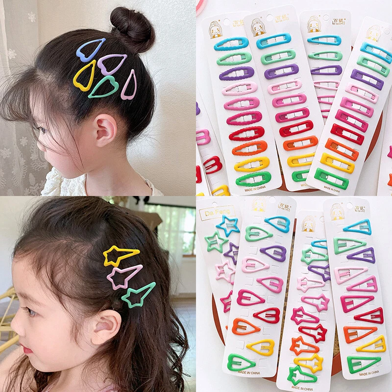 10Pcs/Pack Candy Color Hairpins Snap Hair Clip for Kids Girl Barrettes BB  Clips