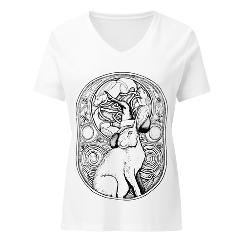 Rabbit Witch Women’s Relaxed V-Neck T-Shirt - Picture 5 of 12