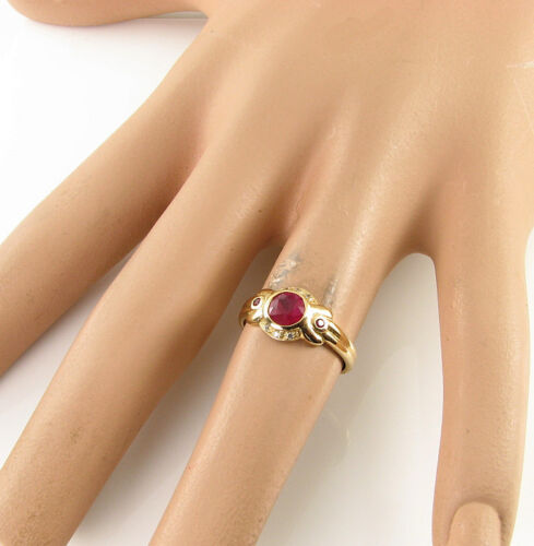 DIVINE 9K 9CT GOLD INDISCHER RUBIN DIAMANT ART DECO INS SIEGELRING KOSTENLOSE GRÖSSENÄNDERUNG - Bild 5 von 7