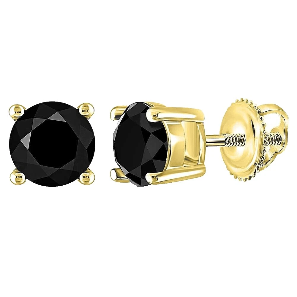 Pendientes de Oro Amarillo Negro para Hombres