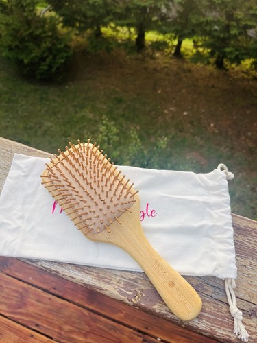 Anti-Static Bamboo Natural Hair Brush, Massage Scalp Straight Curly, Sustainable - Picture 4 of 15