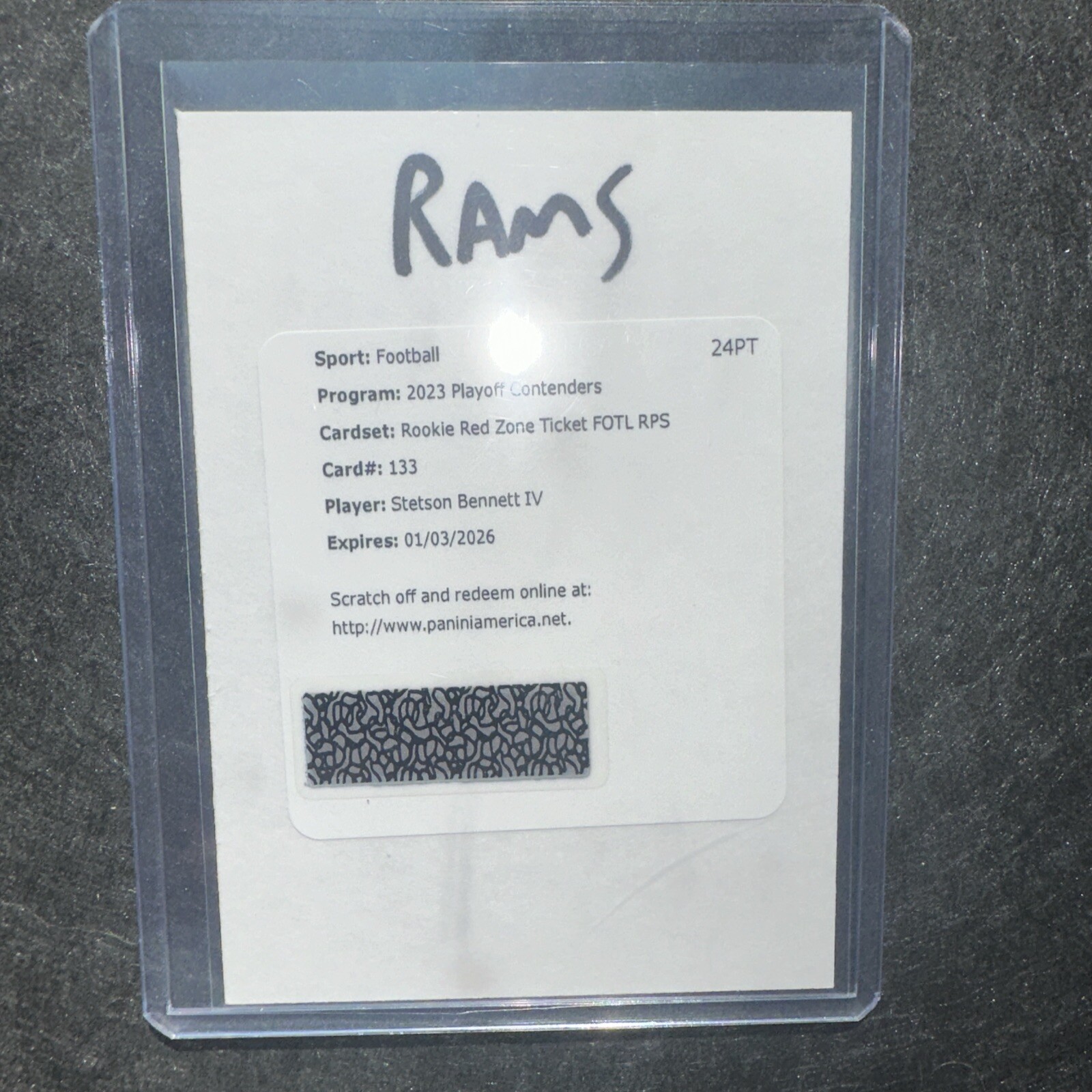 Stetson Bennett 2023 Panini Contenders Rookie Ticket Auto FOTL Red Zone On Card