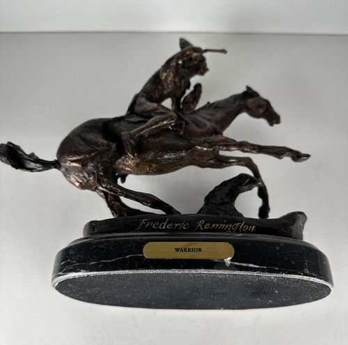 Warrior Frederic Remington Bronze Statue Sculpture Native American Horseman - Picture 9 of 11