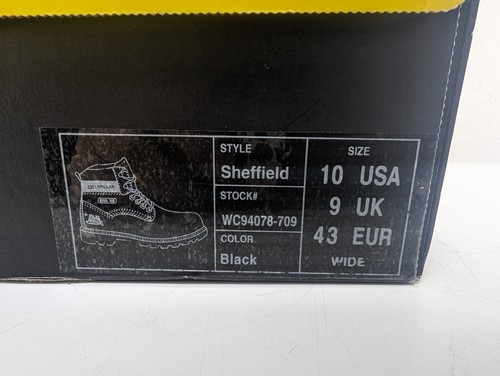 CAT SHEFFIELD BLACK LEATHER STEEL TOE CAP WIDE WIDTH BOOTS, UK9 US10 EU43, K021 - Picture 10 of 10