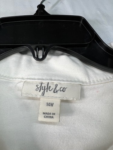 Style and Co Denim Jacket Womens Plus size 14W White Stretch Trucker Coat New - Picture 4 of 8
