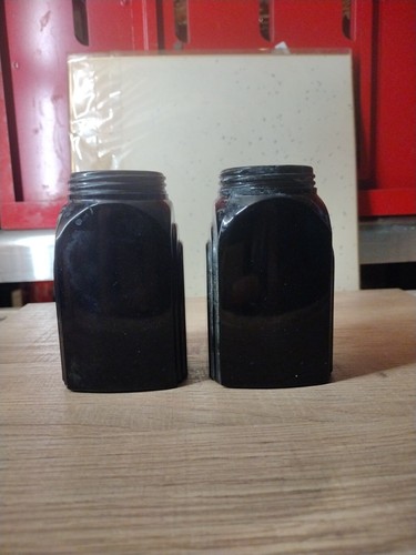 Vintage McKee Black ROMAN ARCH Salt & Pepper Range Shakers Depression - Picture 4 of 6