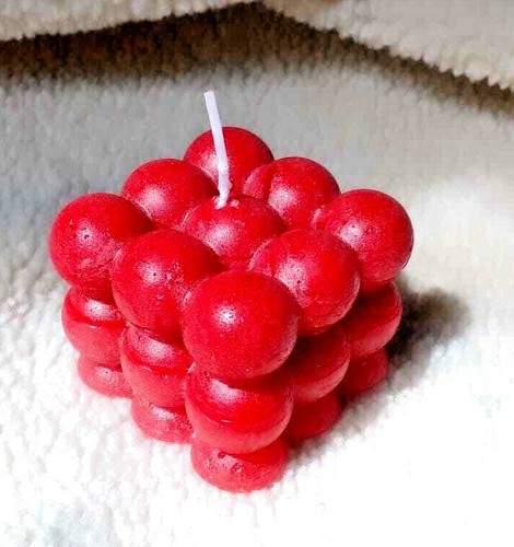 Candle Bubble Cube Wax Home Decor Natural Poured Hand Ball Red Set Mini Cubes - Picture 2 of 7