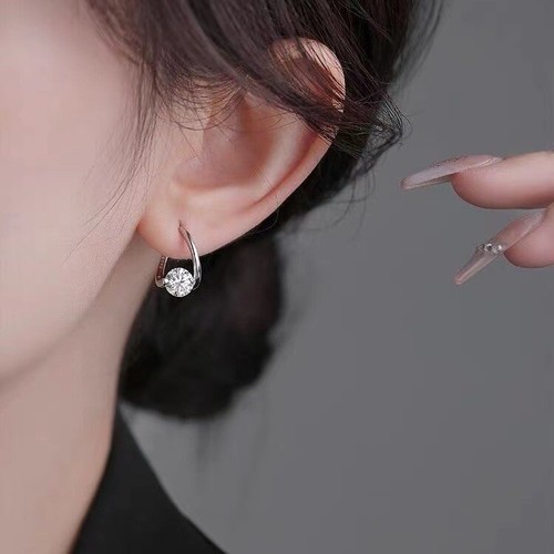 925 Sterling Silver Elegant Crystal Hoop Earrings Women Girls Jewellery Gift - Picture 3 of 6