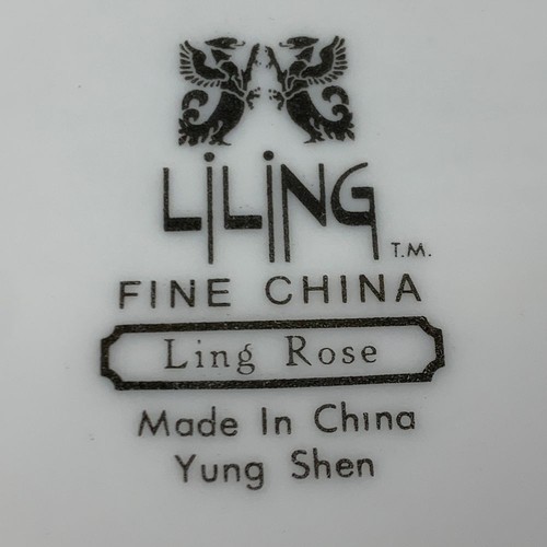 Liling Fine China Ling Rose Pattern Floral Dinner Plate with Butterfly Gold Trim - Picture 2 of 6