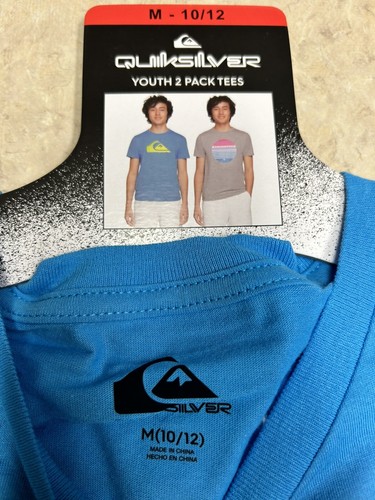 2 PACK - Quicksilver Youth 2 Pack Tee Shirts - Size Med (10/12) Blue Grey Surf - Picture 10 of 12
