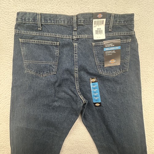 Jeans Dickies Para Hombres 38x30 Calce Relajado 5 Bolsillos Trabajo Pierna Recta Azul Denim NUEVO - Imagen 8 de 15
