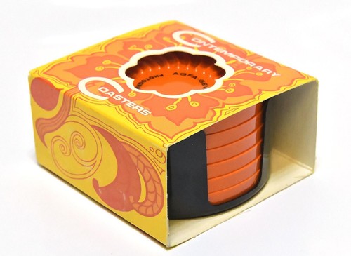 6 70's PITEPOINT AGFA PHOTOGRAPHIC FILM ADVERTISING DRINK COASTERS NOS ORANGE - Picture 1 of 6