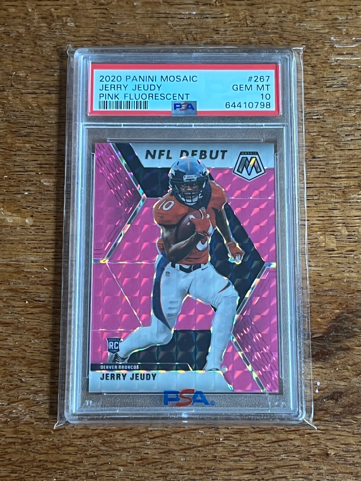 2020 Panini Mosaic Jerry Jeudy #267 Pink Fluorescent 07/10 PSA 10 GEM MINT RC