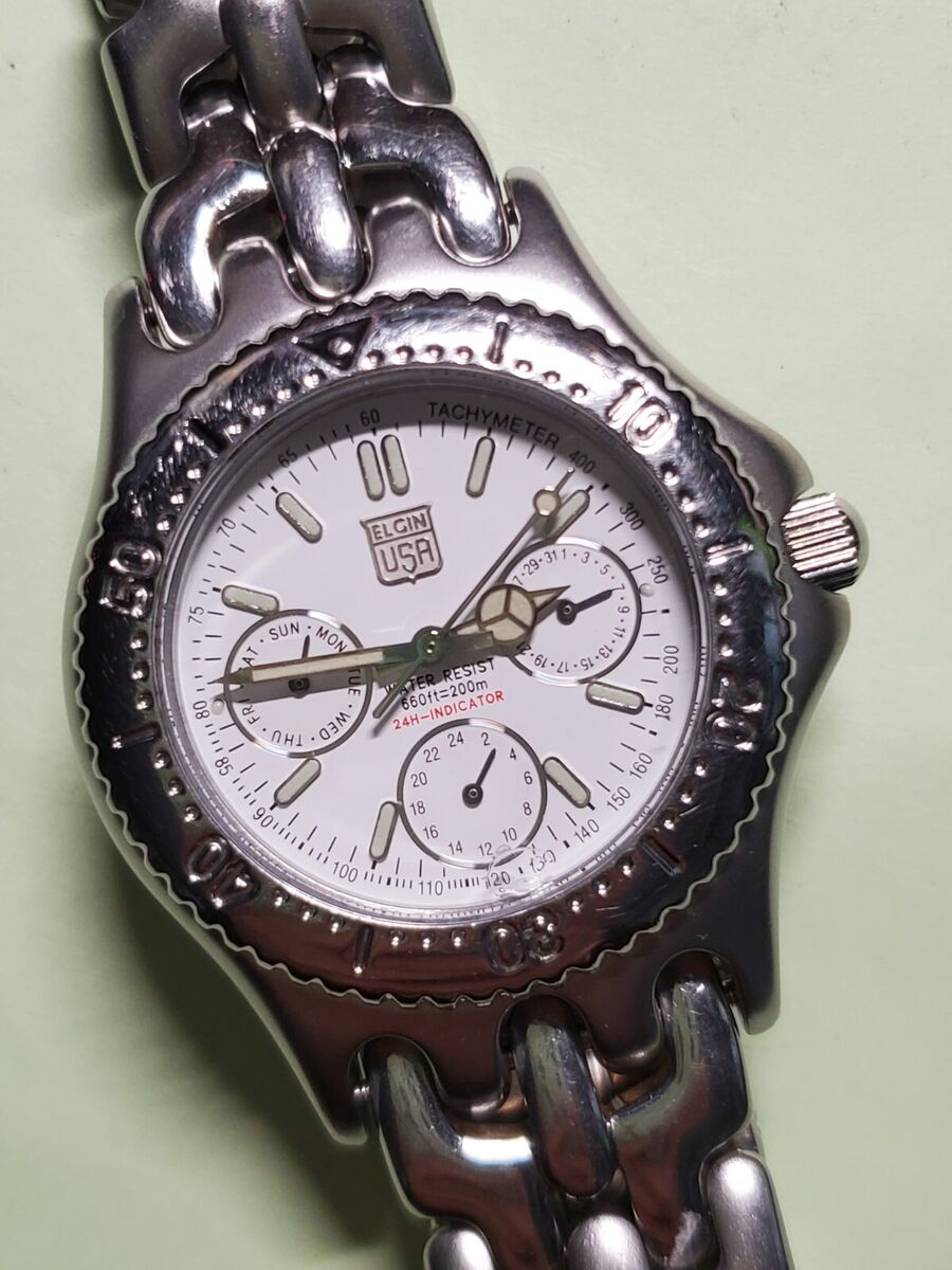Vintage Elgin 90's Ref.FK-666-C 24H-Indicator Stainless Vintage Elgin 90's Ref.FK-666-C 24H-Indicator Stainless