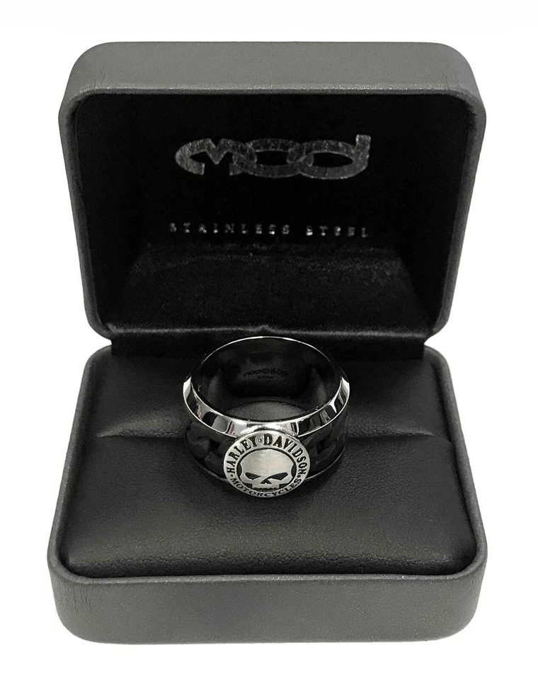 Anillo Harley-Davidson para hombre cadena de acero negro Willie G calavera H-D HSR0030 Foto 3 de 3